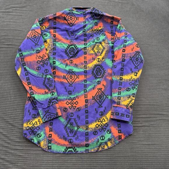 Vintage Wrangler Shirt Men 17 1/2-35 Multicolor Aztec Cowboy Cut X-Long Tails. - Picture 2 of 8